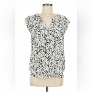 Cynthia Rowley Black & White Snake Print Silk Top Size M